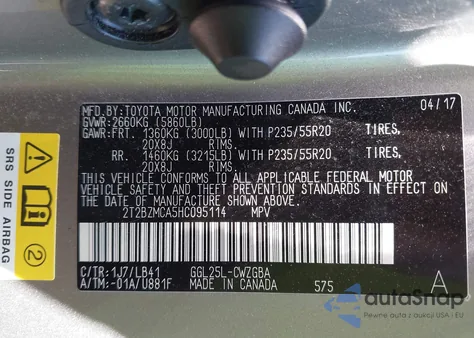 2017 Lexus Rx 350 from USA, damaged, VIN 2T2BZMCA5HC095114